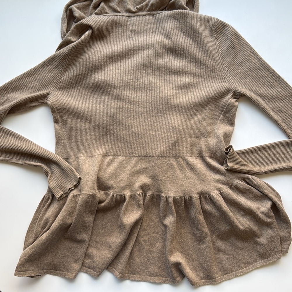 Anthropologie Guinevere brown cotton/cashmere blend small waterfall cardigan - Picture 9 of 9
